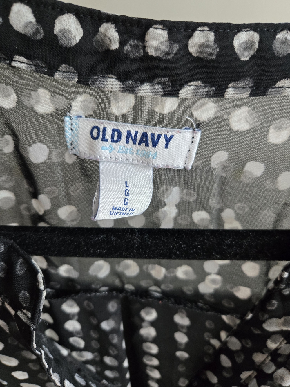 Old Navy Black Sheer White Dot-Print Blouse - Picture 2 of 3